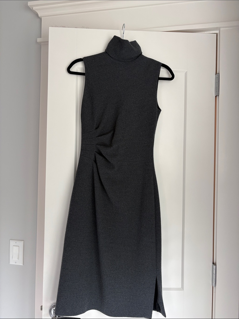 Kay Unger Sleeveless Turtleneck Midi Dress in Charcoal